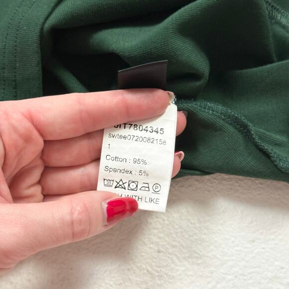 Shein Dark Green Square Neck Fitted Long Sleeve Top, Size XS - Picture 5 of 6